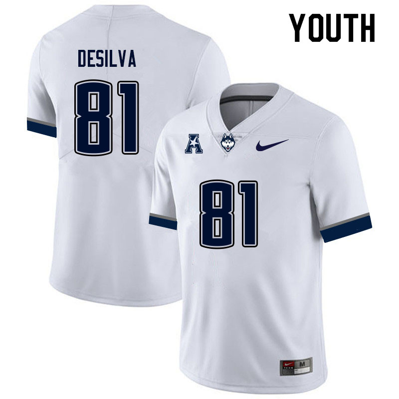 Youth #81 Owen DeSilva Uconn Huskies College Football Jerseys Sale-White - Click Image to Close